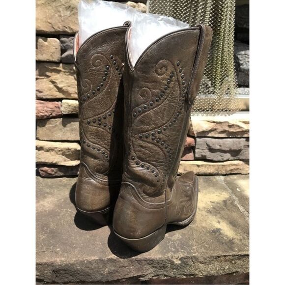 Corral Boots Brown Leather Concho Studs Western Cowboy Boots Women’s Caborca - Picture 7 of 13